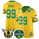 Jurrion Dickey Jersey #99 Oregon Ducks 2024 Big Ten Champions Football Yellow