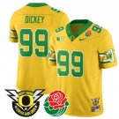 Jurrion Dickey Jersey #99 Oregon Ducks 2024 Rose Bowl Patch Football Yellow
