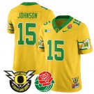 Tez Johnson Jersey #15 Oregon Ducks 2024 Rose Bowl Patch Football Yellow