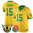 Tez Johnson Jersey #15 Oregon Ducks 2024 Mighty Rose Bowl Patch N2 Yellow