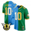 Justin Herbert Jersey #10 Oregon Ducks Split Game College Football Stitched