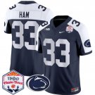 Jack Ham Jersey #33 Penn State 2024 Fiesta Bowl Patch Stitched Navy Alternate