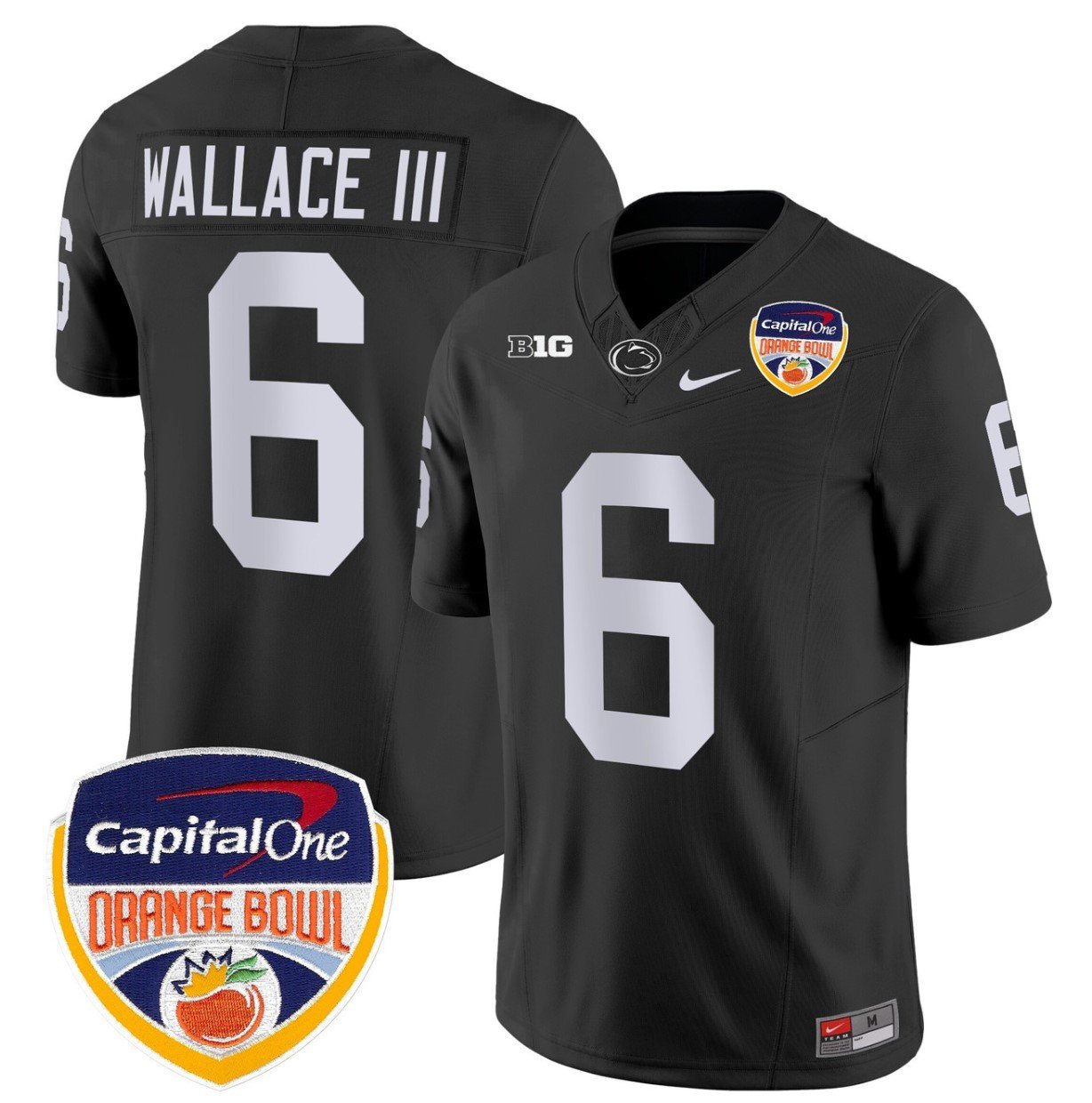 Harrison Wallace III Jersey #6 Penn State Orange Bowl Patch Stitched Black