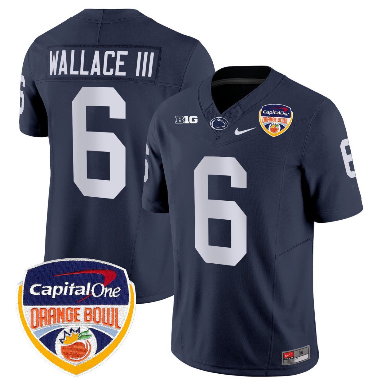 Harrison Wallace III Jersey #6 Penn State Orange Bowl Patch Stitched Navy