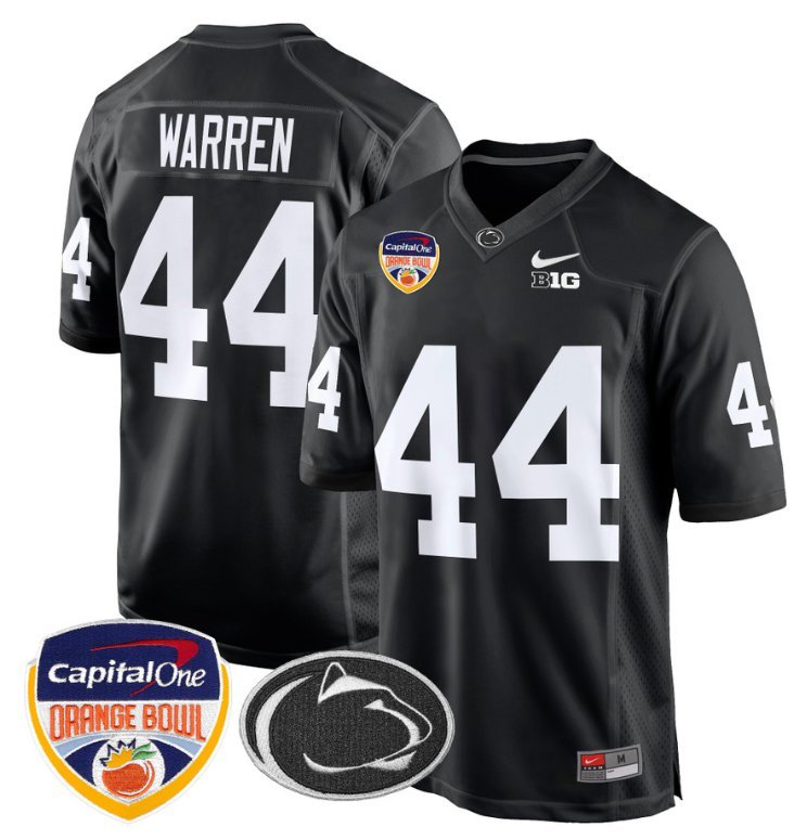 Tyler Warren Jersey #44 Custom Penn State Orange Bowl Patch Black