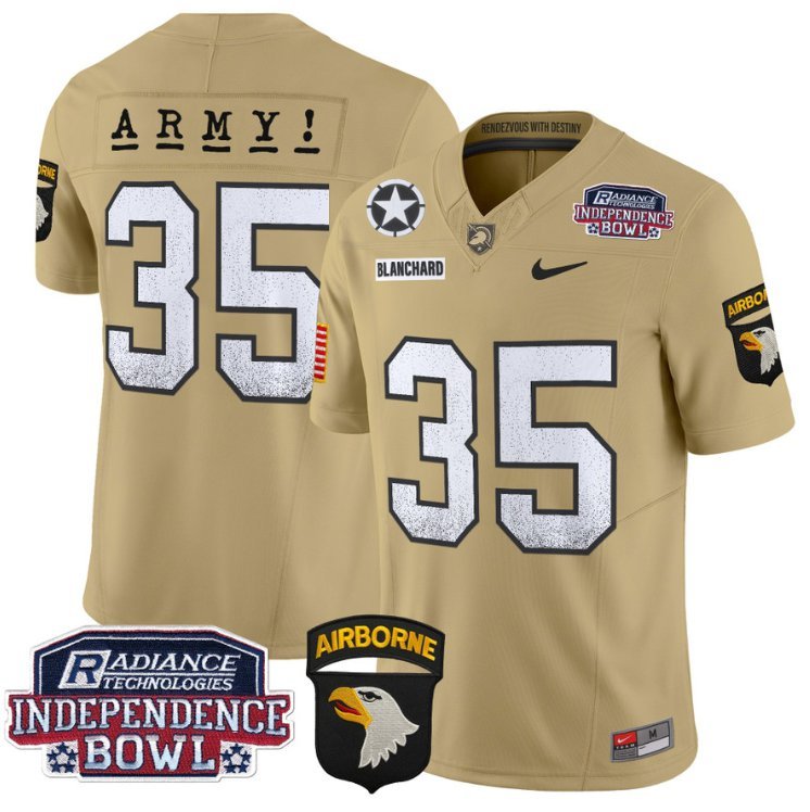 Doc Blanchard Jersey #35 Army Black Knights Independence Bowl Patch Tan