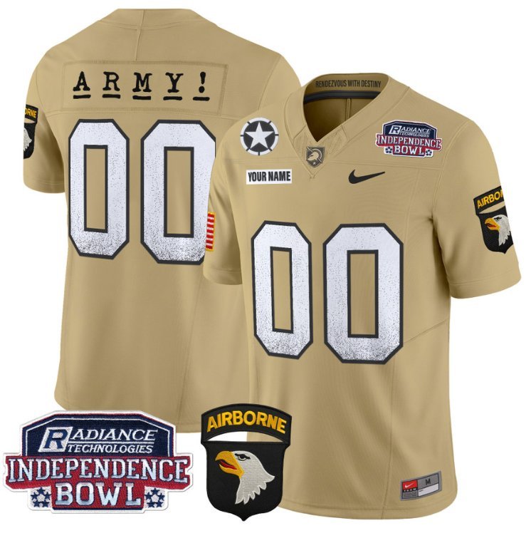 Custom Army Black Knights Jersey Independence Bowl Patch 2024 Vapor Tan