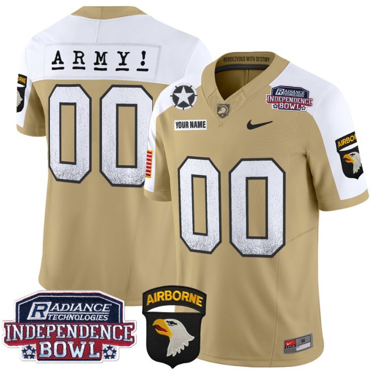 Custom Army Black Knights Jersey Independence Bowl Patch 2024 Vapor Tan