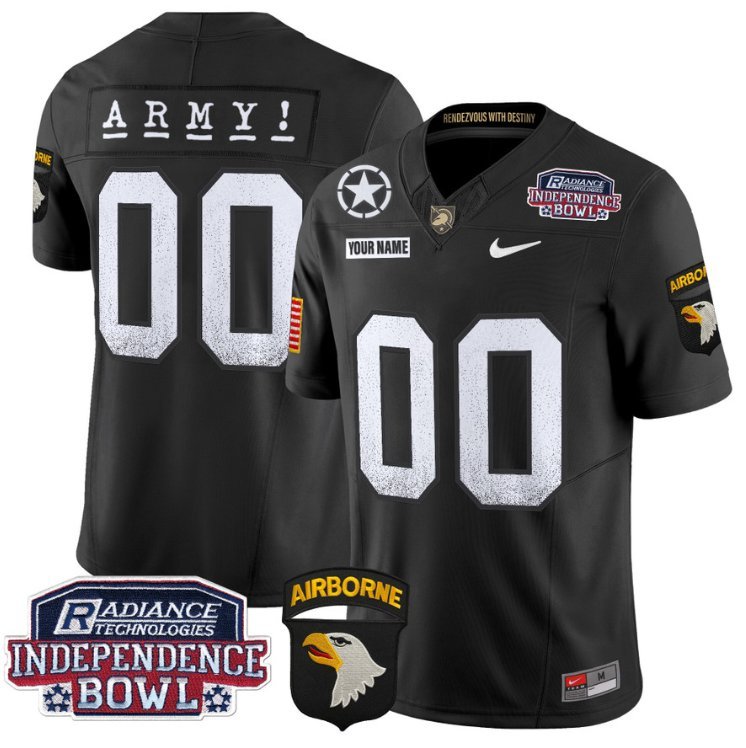 Custom Army Black Knights Jersey Independence Bowl Patch 2024 Vapor Black