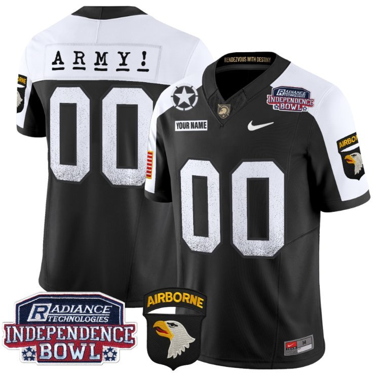 Custom Army Black Knights Jersey Independence Bowl Patch 2024 Vapor Black Alternate