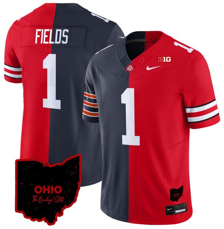 Justin Fields Jersey Bears #1 Ohio State Buckeyes Split Vapor Football Stitched