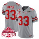 Jack Sawyer Jersey #33 Ohio State 2025 CFP Patch National Champions Grey