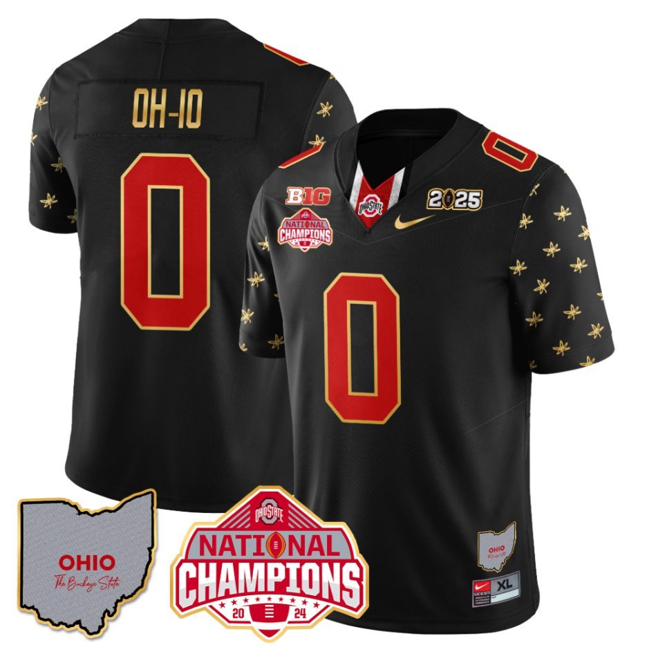 OH-IO Jersey #0 Ohio State National Champions 2025 Patch Black Limited