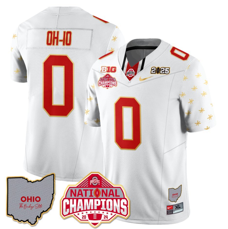OH-IO Jersey #0 Ohio State National Champions 2025 Patch White