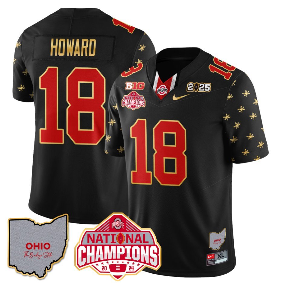 Will Howard Jersey #18 Ohio State National Champions 2025 Patch Black Limited