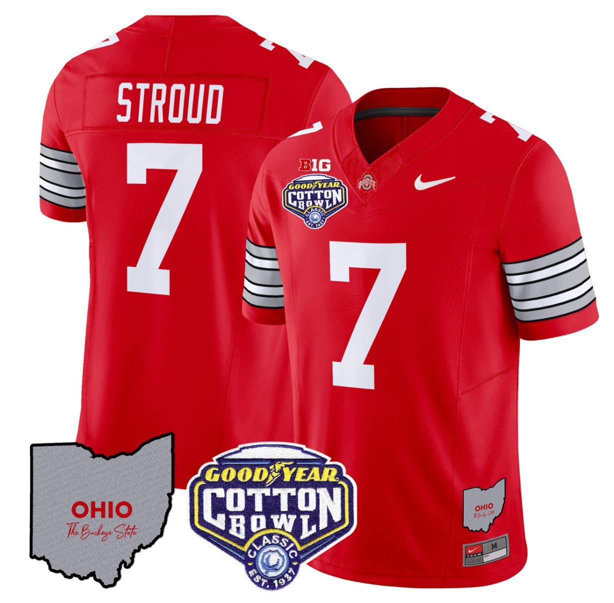 CJ Stroud Jersey #7 Ohio State Buckeyes Cotton Bowl Patch Stitched Red