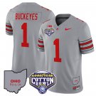 Buckeyes Jersey #1 Ohio State Buckeyes Cotton Bowl Patch Stitched Gray