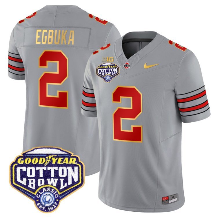 Emeka Egbuka Jersey #2 Ohio State 'Heritage Stripe' Cotton Bowl Gray