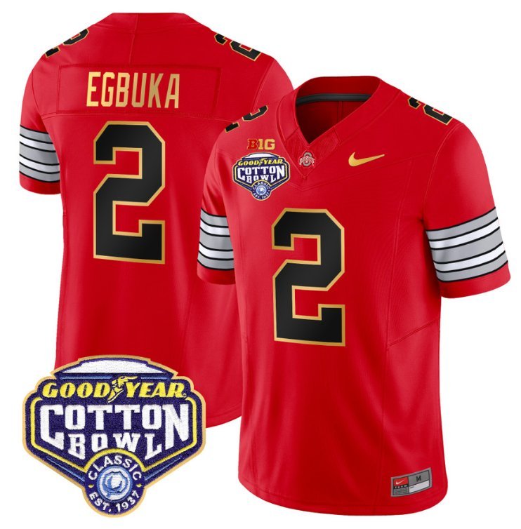Emeka Egbuka Jersey #2 Ohio State 'Heritage Stripe' Cotton Bowl Red