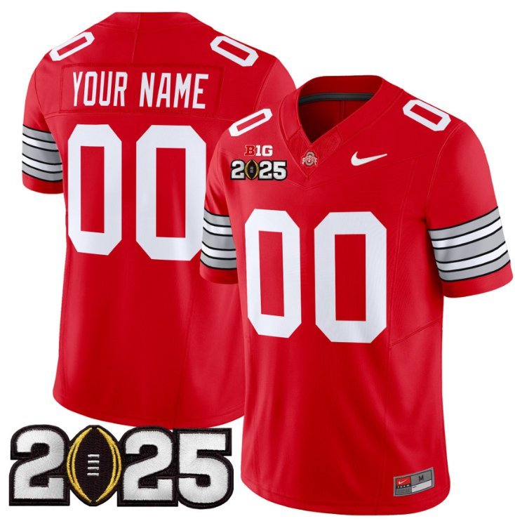 Custom Ohio State Buckeyes Jersey 'Heritage Stripe' 2025 CFP Final Red