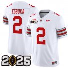 Emeka Egbuka Jersey #2 Ohio State 'Heritage Stripe' 2025 CFP Final Patch White