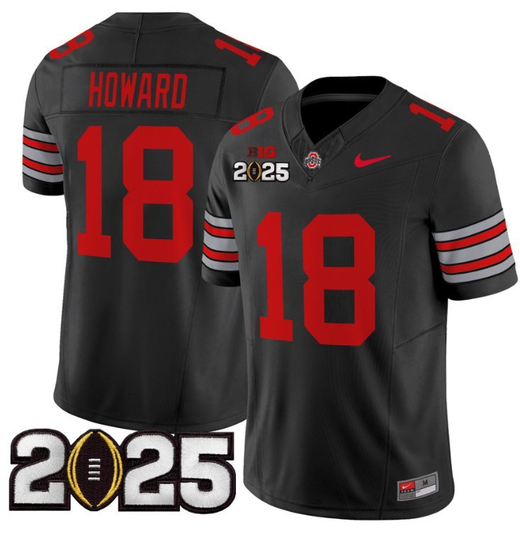 Will Howard Jersey #18 Ohio State 'Heritage Stripe' 2025 CFP Final Patch Black