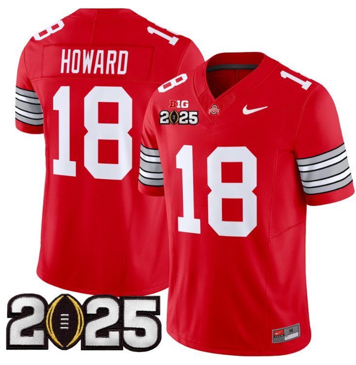 Will Howard Jersey #18 Ohio State 'Heritage Stripe' 2025 CFP Final Patch Red