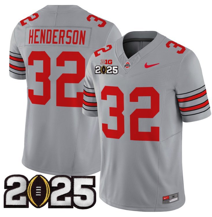 Treveyon Henderson Jersey #32 Ohio State 'Heritage Stripe' 2025 CFP Final Gray