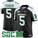 AJ Turner Jersey #5 Marshall Thundering Herd Vapor Limited Football Black Alternate