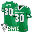 Jaden Yates Jersey #30 Marshall Thundering Herd 2025 Stitched Kelly Green