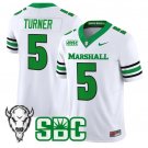 A.J. Turner Jersey #5 Marshall Thundering Herd 2025 Stitched White