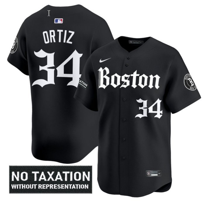 David Ortiz Jersey #34 Boston Red Sox Retro Newspaper Edition Vapor Premier Limited Stitched Black