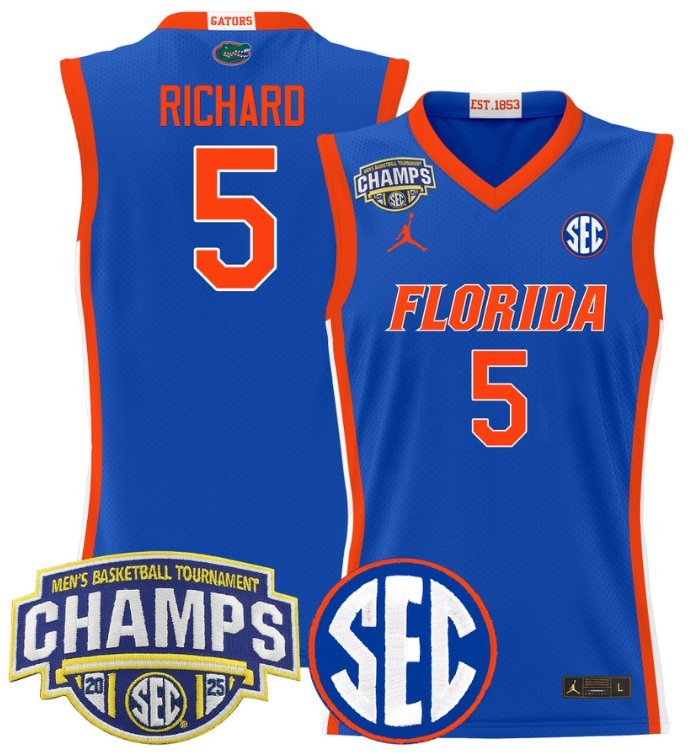 Will Richard Jersey #5 Florida Gators 2025 SEC Champions Stitched Royal
