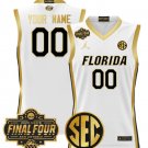 Custom Florida Gators Jersey 2025 Final Four Patch Basketball Stitched White Gold