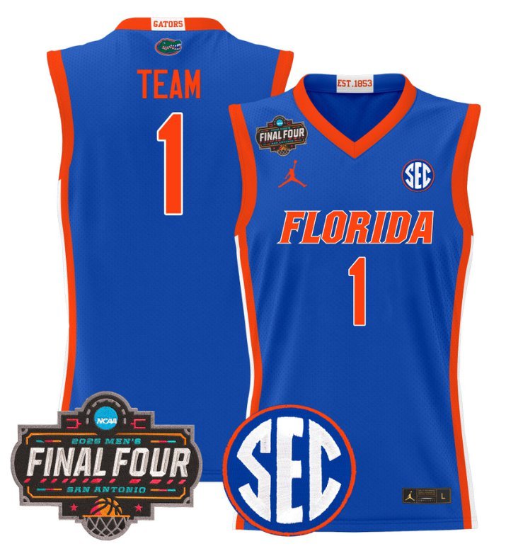 Team Jersey #1 Florida Gators 2025 Final Four Patch Stitched Royal
