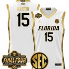 Alijah Martin Jersey #15 Florida Gators 2025 Final Four Patch White Gold