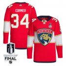 Evan Cormier 34 Florida Panthers 2025 STANLEY CUP Final Patch Home Men Jersey Red