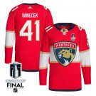 Vitek Vanecek 41 Florida Panthers 2025 STANLEY CUP Final Patch Home Men Jersey Red