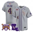 Steven Milam Jersey #4 LSU Tigers 2025 World Series Champions Stitched Gray
