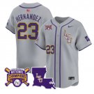 Luis Hernandez Jersey #23 LSU Tigers 2025 World Series Champions Stitched Gray