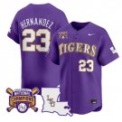 Luis Hernandez Jersey #23 LSU Tigers 2025 World Series Champions Stitched Purple