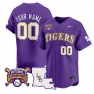 Custom LSU Tigers Jersey 2025 College World Series Champions Stitched Purple