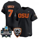 AJ Singer Jersey #7 Oregon State Beavers 2025 World Series Stitched Black