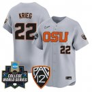 Jacob Krieg Jersey #22 Oregon State Beavers 2025 World Series Stitched Gray
