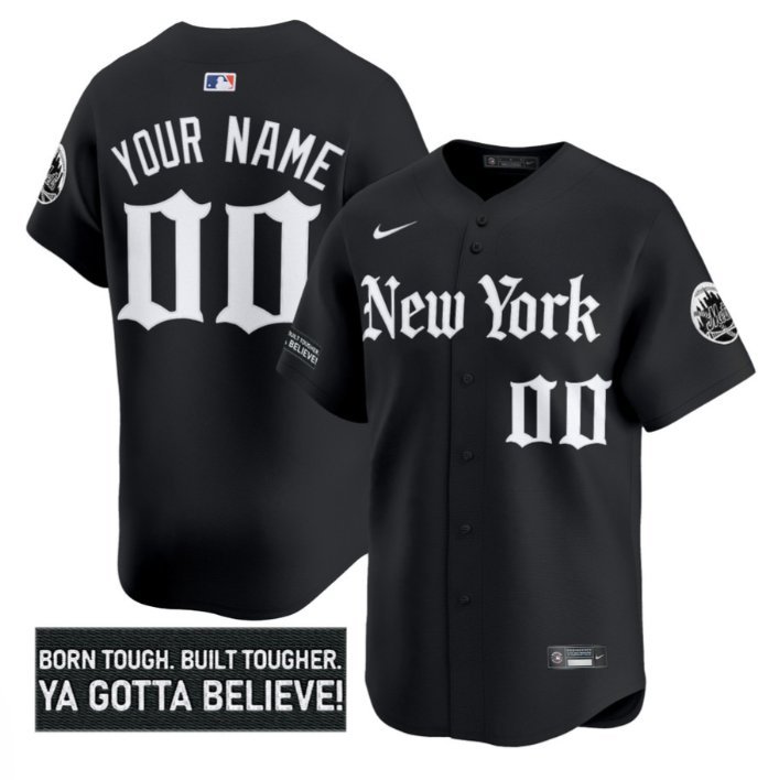 Custom New York Mets Jersey Gothic Borough Edition Stitched Black