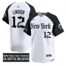 Francisco Lindor Jersey #12 New York Mets Gothic Borough Edition Stitched