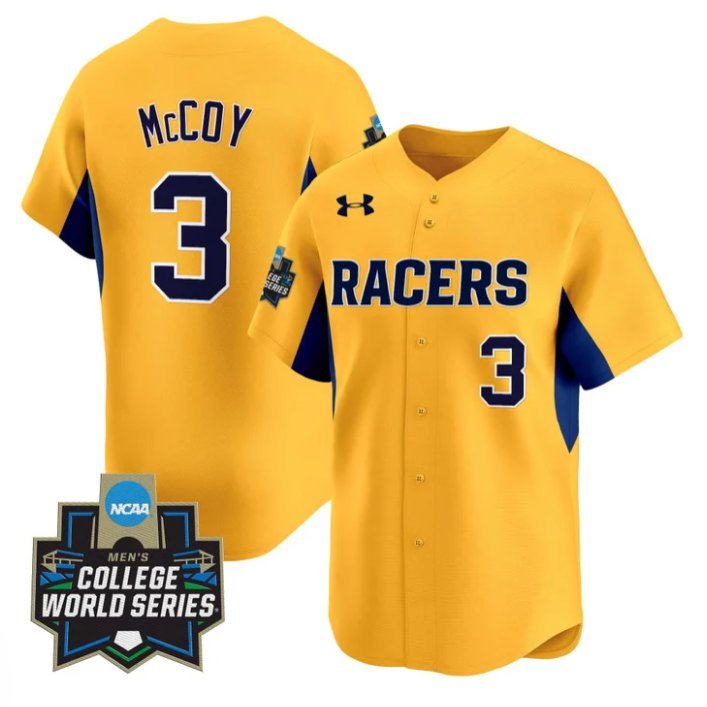 Jackson McCoy Jersey #3 Murray State Racers 2025 World Series Stitched Gold