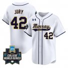 Charlie Jury Jersey #42 Murray State Racers 2025 World Series Stitched White