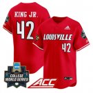 Eddie King Jr Jersey #42 Louisville Cardinals 2025 World Series Red