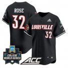 Zion Rose Jersey #32 Louisville Cardinals 2025 World Series Stitched Black